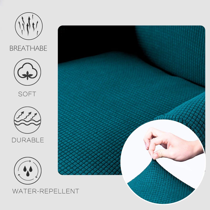 Granbest Premium Water Repellent Wingback Chair Cover 2-Piece High Stretch Jacquard Fabric Wing Back Chair Slipcovers (Wing Chair Cover, Blackish Green) - Image 4